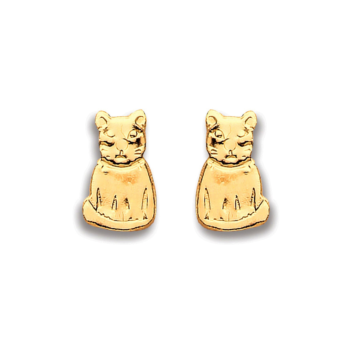 9ct Yellow Gold Cat Earrings