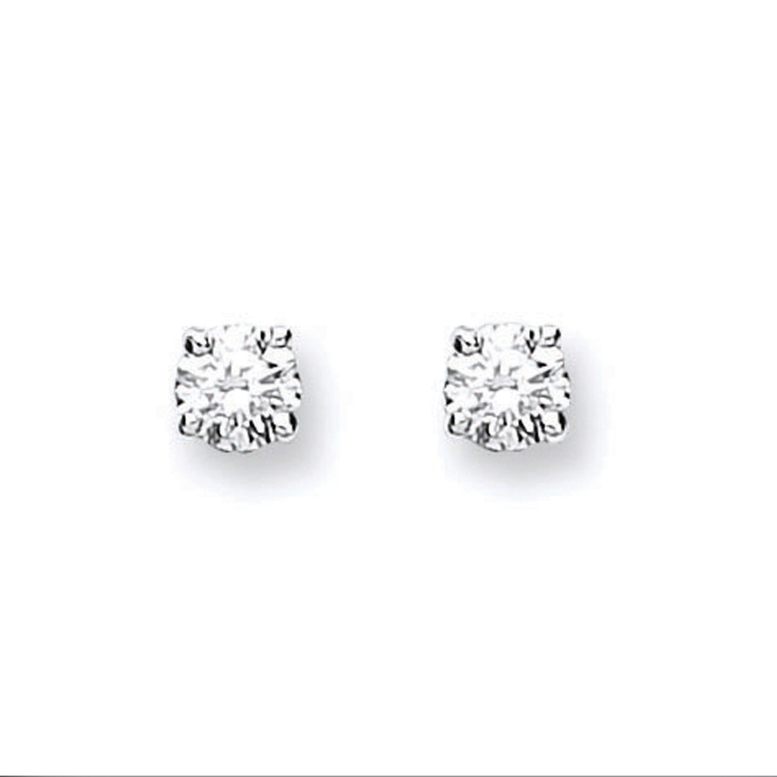 18ct White Gold 0.25ct Claw Set Diamond Stud Earrings