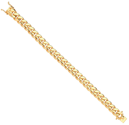 Yellow Gold 9ct Cuban Link Solid 10mm Gents Bracelet