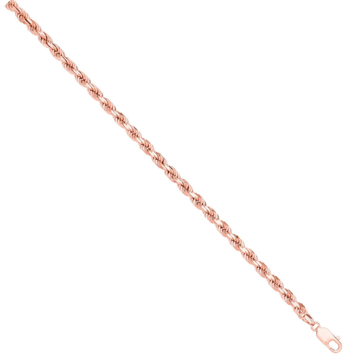 Rose Gold Diamond Cut 4.2mm Solid Rope Chain