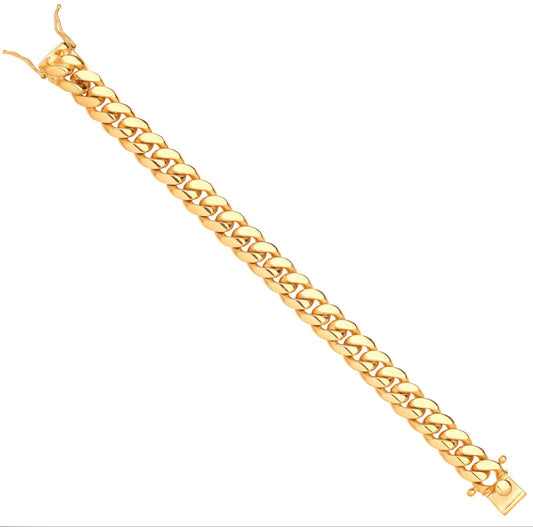 Yellow Gold 9ct Cuban Link Solid 12.5mm Gents Bracelet