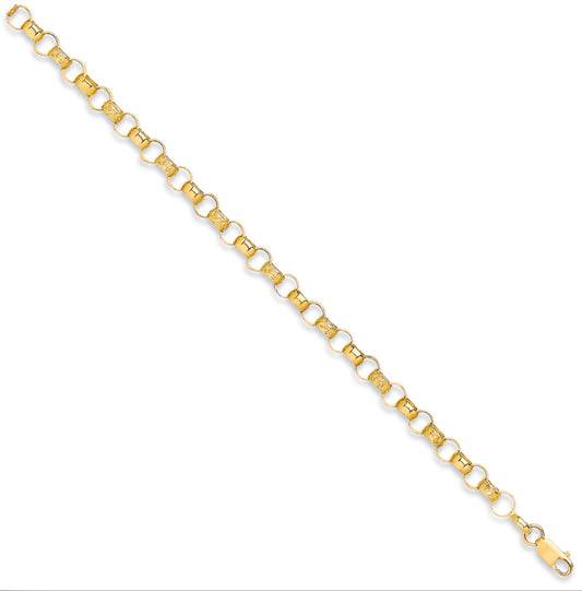 Yellow Gold Plain & Engraved 7.3mm Round Belcher Chain