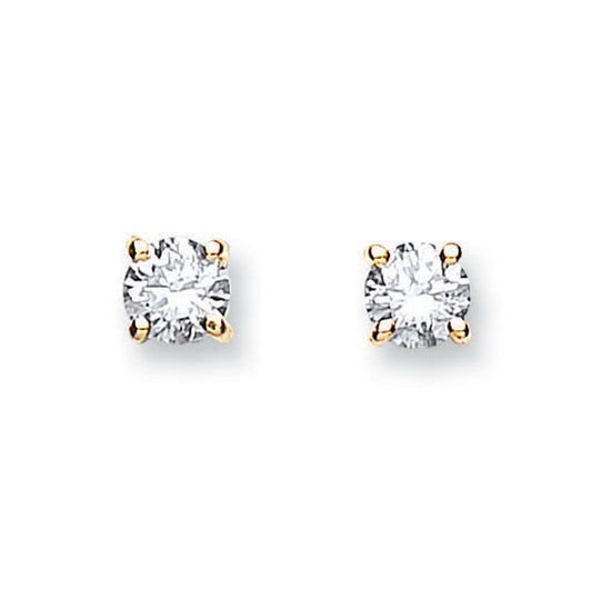 18ct Yellow Gold 0.7ct Claw Set Diamond Stud Earrings