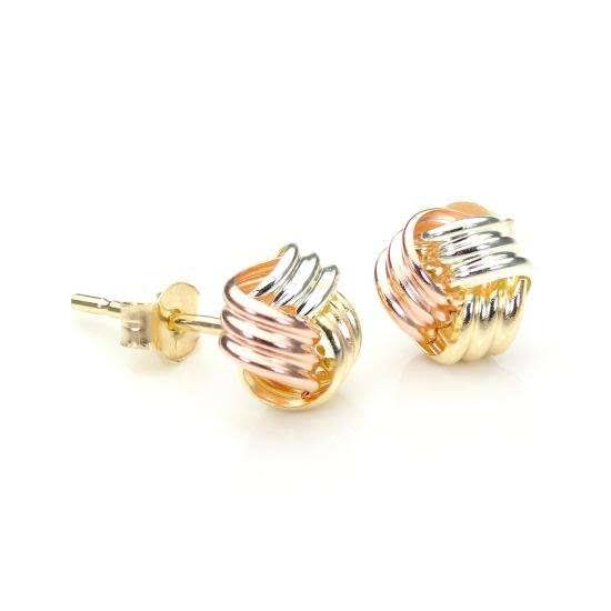 9ct Rose, White and Yellow Gold Knot Earrings