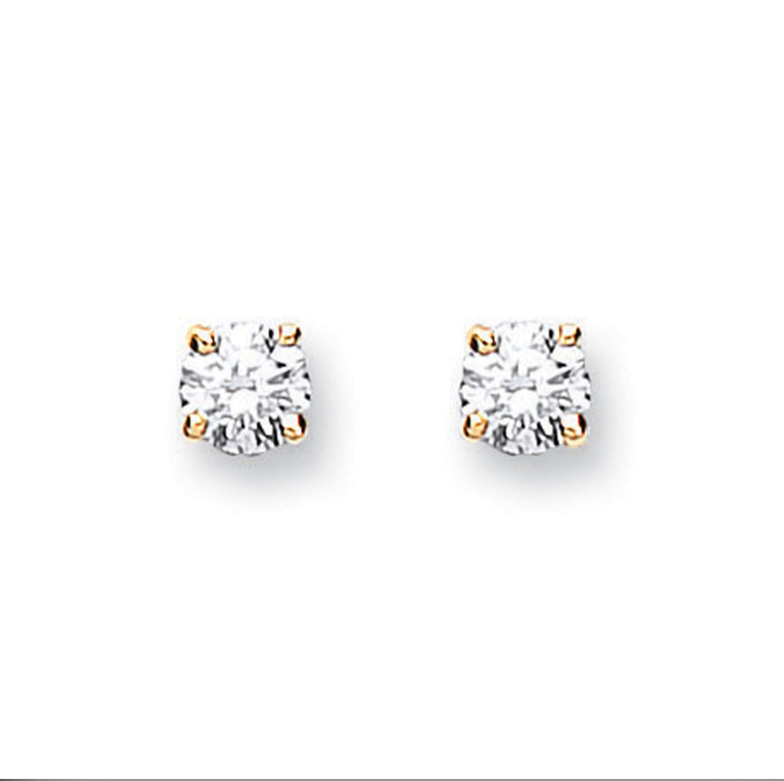 18ct Yellow Gold 0.25ct Claw Set Diamond Stud Earrings