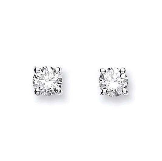 18ct White Gold 0.4ct Claw Set Diamond Stud Earrings