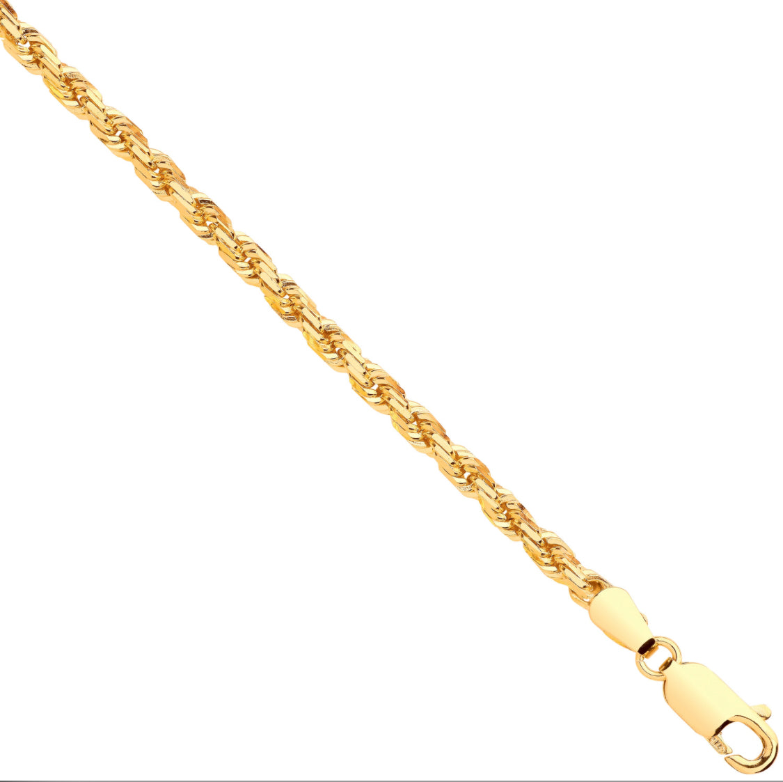 Yellow Gold Diamond Cut Solid Rope Chain 3.0mm