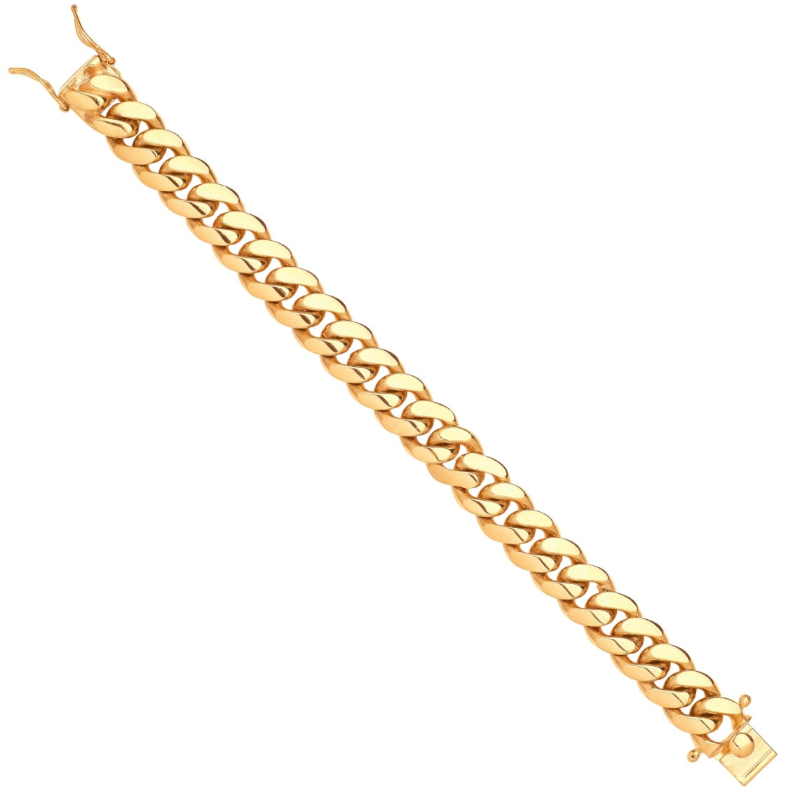 Yellow Gold Cuban Link Solid 14mm Gents Bracelet