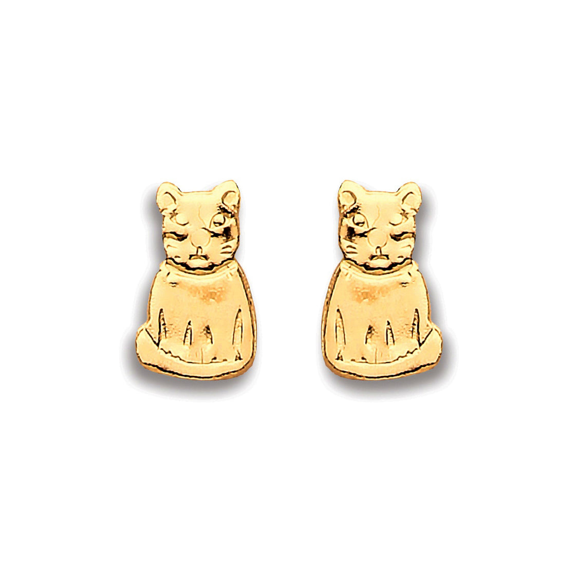 9ct Yellow Gold Cat Earrings