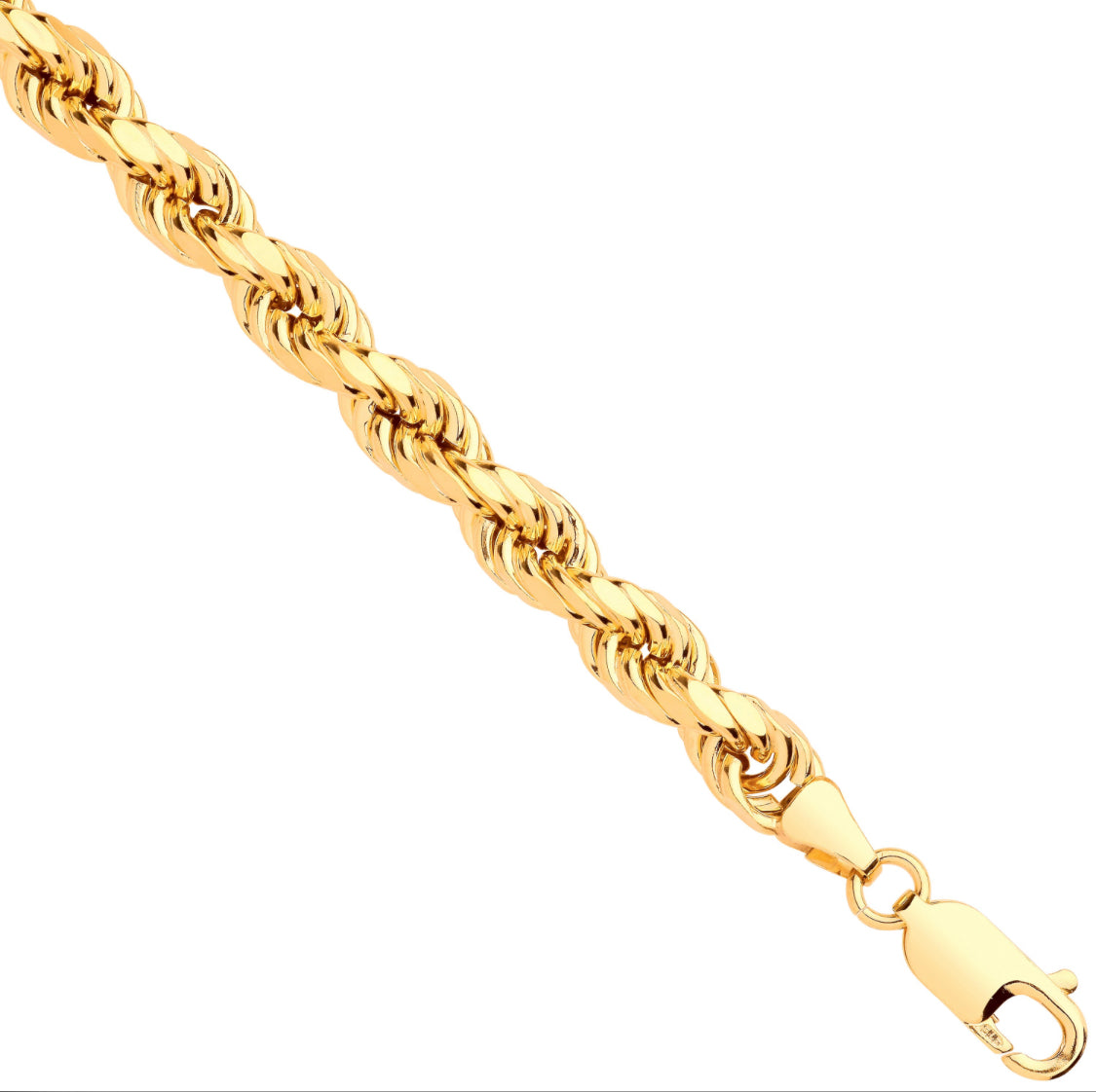 Yellow Gold Diamond Cut Semi Solid Rope Chain 6.0mm