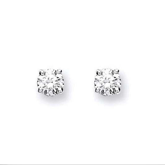 18ct White Gold 0.25ct Claw Set Diamond Stud Earrings