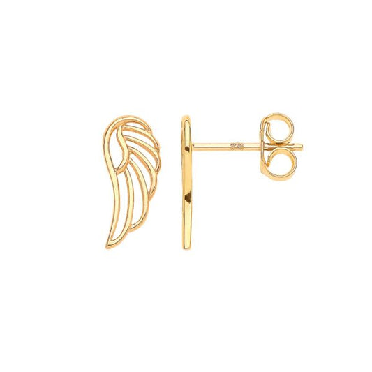 9ct Yellow Gold Angel Wing Stud Earrings